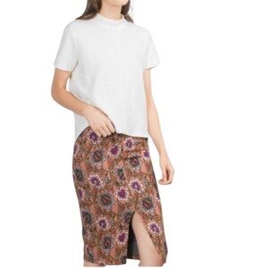 ZARA Jacquard Mid Length Skirt Knee Midi Pencil size L